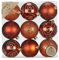 Inge-glas Weihnachtskugeln Kunststoff 6cm 9er Set - bruchsicher & mit Glitzer Muster - Christbaumkugeln für Weihnachtsbaum - Weihnachtsbaumkugeln & Christbaumschmuck Kupfer - Roasted Almond