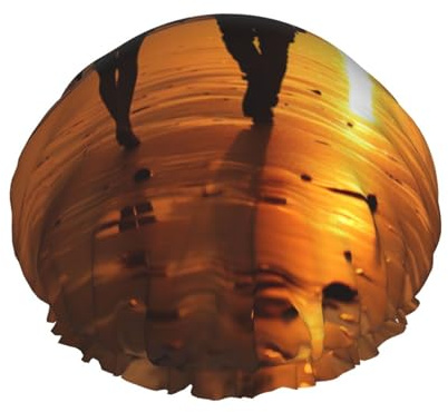 YHBLYKXP Sunset Seaside Ocean Print Verstellbare doppellagige Duschhaube, wiederverwendbare Damen-Spa-Salon-Duschhaube