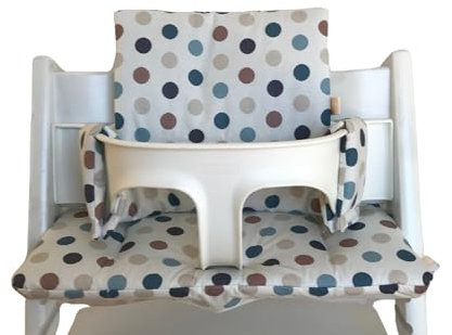 LUCCA kids Cojín para trona Tripp Trapp Stokke - tela plastificada para fácil limpieza - puntos azul beige