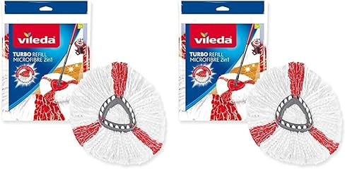 Vileda Turbo 2in1 EasyWring&Clean Wischmopp Ersatzköpfe, Mikrofaser Moppköpfe mit Kraftfasern für Vileda Turbo Sets, auch für empfindliche Böden, 2er Pack