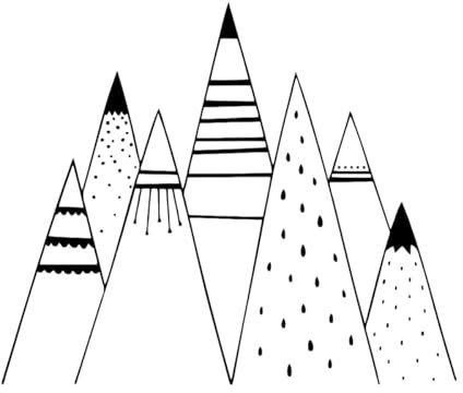 Wandaufkleber mit handgezeichnetem Bergmuster, nordischer Bergaufkleber, Vinyl, Wandsticker, Babyzimmer, Wandbilder, Berge, Aufkleber, groß – 57x68cm