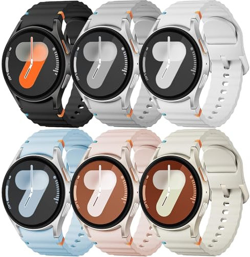 MYAPULUA Silicone Sport Straps No Gap Band Men Women, Multicolor, for Samsung Galaxy Watch 7/6/5/4/FE 40mm 44mm, Galaxy Watch 6 Classic 47mm 43mm, Galaxy Watch 4 Classic 46mm 42mm, Watch 5 Pro 45mm