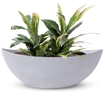 Olly & Rose La Rasa 44cm Ceramic Bowl - Display or Plants - Large Plant Bowls Outdoor and Indoor - White Planters - Flower Pots