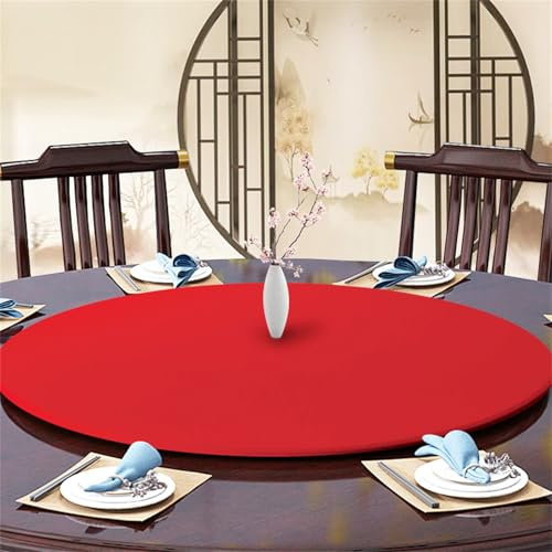 Highdi Elastische Tischdecke Rund Abwaschbar, Cocktail Spanntischdecke Rund Gartentischdecke Outdoor Round Tischdecke mit Gummizug für Esszimmer, Küche und Picknick (120cm,Großes Rot)
