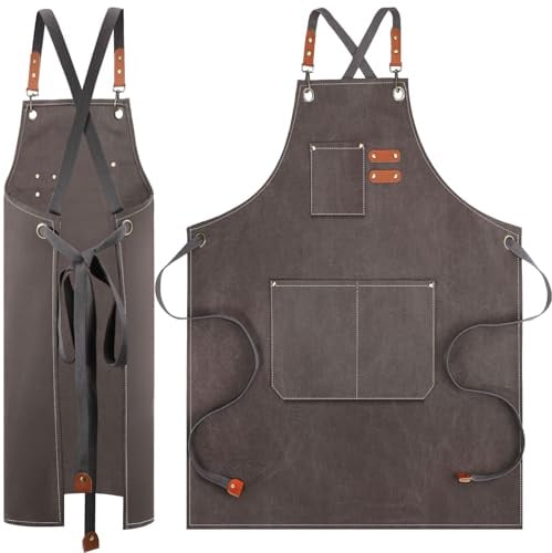 EXTRAPINS Canvas Schürzen, Arbeit Schürzen für Männer Damen, Denim Kochschürze mit Taschen und verstellbarem Gurt, Schürze für Kochen arbeits Backen Künstler Malerei