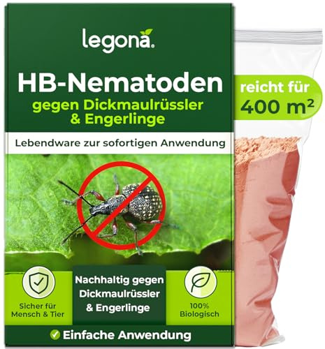 Legona HB-Nematoden gegen Dickmaulrüssler - 400m² / 200 Mio - hochwirksam & biologisch Käfer und Engerlinge des Junikäfer und Gartenlaubkäfer bekämpfen