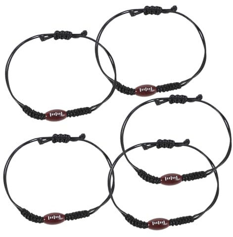 TOGEVAL 5 Stück-pack Rugby Armbänder mit Fussball Fest Deko und Wm Party Deko Verstellbar aus Polyester Kreativer Sportschmuck für Frauen und Sportfans