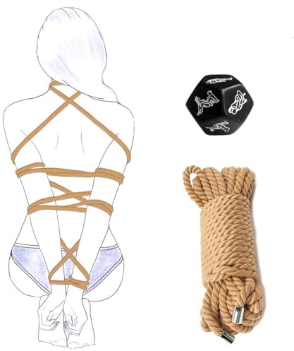Cuerda BDSM de algodón 5 m cubo erótico 12 caras – set ultra suave para juegos sensuales en pareja – ideal para roll‑play y retos íntimos