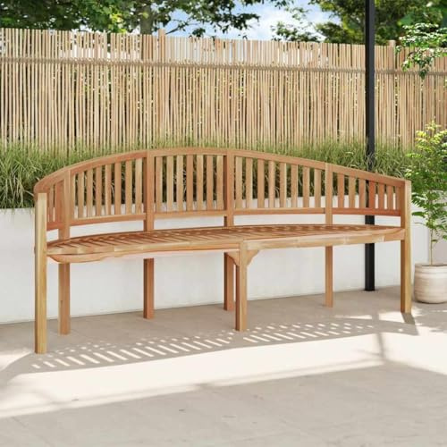 Qnhdfrt Bananenförmige Gartenbank aus Massivholz Teak 200 cm Outdoor Sitzbank für Terrasse Garten Balkon Wohnzimmer Komfortabel Robust und Wetterbeständig mit Glatter Oberfläche