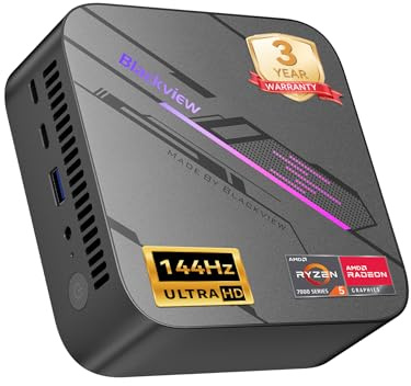 Blackview MP100 Mini PC AMD Ryzen 7430U mit 3 Jahren Garantie, 144Hz 4K 3 Display Desktop PC, AMD Radeon Grafik, 16GB RAM 512GB PCIE 3.0, Win 11 Pro, Wi-Fi 6/BT 5.2 für Home Office/Spiele/Büro
