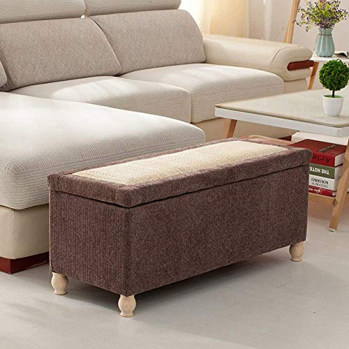 Sitzbank aus Leinen mit geflochtener Rattan-Oberseite, elegante Fußstütze & Wickelkommode für den Eingangsbereich, platzsparendes Design, 120 x 40 x 43 cm