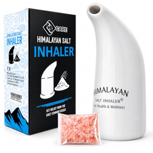 YSCARE Manueller Himalaya-Salz-Inhalator aus Keramik, gefüllt mit 100% reinem Himalaya-Salz – für hygienische Gesundheit, inklusive 100 g Salz gratis (Packung mit 1 Stück)