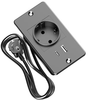 Prise multiprise de conférence encastrée de Petite Taille avec Ports USB-A et USB-C, multiprise de Table, Station de Charge de Bureau avec 1 Prise et 2 Ports USB