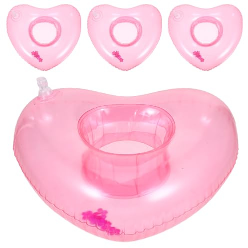 NESTINGHO 4 pièces Porte-gobelet Gonflable Forme Cœur Lot de PVC Résistant Flottant pour Piscine Plage Fête