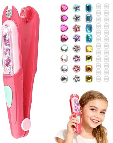 Hair Bedazzler Kit, Glitzersteine Haare Maschine mit 24 Hair Gems, DIY Haarschmuck Haar Glitzer Strasssteine Glitter Hair Gemstone Styler Geschenk Mädchen 5 6 7 Jahre (1Pcs)