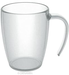 Ornamin Kaffeebecher– stapelbar, bruchstabil, BPA‑frei, 280 ml, ergonomischer Henkel, wiederverwendbar & Made in Germany (glasklar matt)
