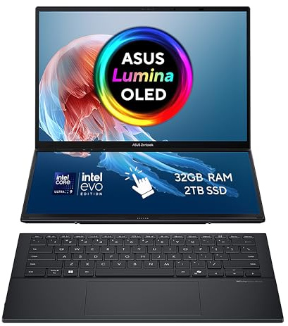 ASUS Zenbook DUO Dual Screen Laptop Intel Core Ultra 32GB RAM 2TB SSD 14” Grey