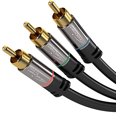 KabelDirekt – 5m Cable de componentes (3 conectores RCA a 3 conectores RCA, soporta FullHD 1080i, para televisiones, proyectores antiguos) PRO Series