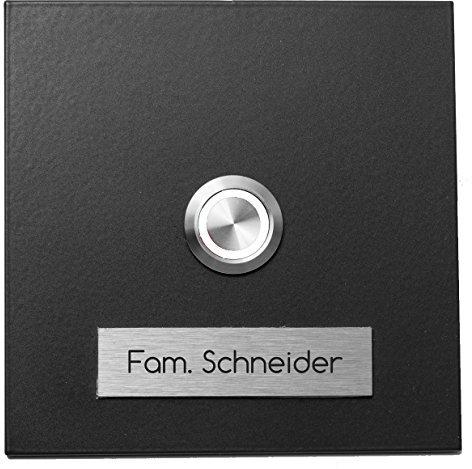 Türklingel Bochum 003 10X10cm LED weiss Klingelplatte V2A Edelstahl anthrazit pulverbeschichtet Klingel Schriftfeld auswechselbar