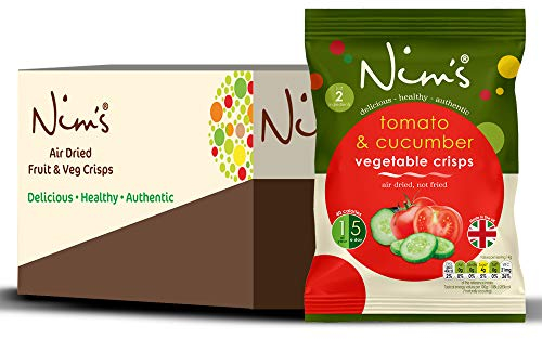 Nim's Air Dried Crisps Multipack Box of 12 | Fruit Crisps | Veg Crisps | Vegan, Gluten Free, 100% Natural | Made in UK (Tomato and Cucumber)