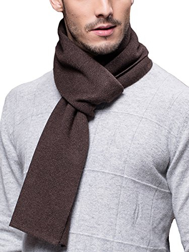 WANYING Winter Herbst Herren Strickschal Wolle Gestrickter Schal Warm Weich Einfach Schick Gentleman - 180 * 30 cm Einfarbig Braun