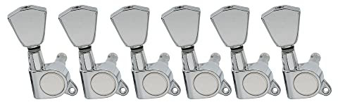 Musiclily Pro 6 inline Guitar Tuners Tuning Pegs Keys Machine Heads Set for Fender Strat Tele Electric Guitar, Tulip Button Chrome