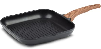 Rosmarino Padella Grill 26 cm - Padella per Grigliare in Alluminio Duro Pressato con Rivestimento Antiaderente Tedesco, Adatta a Tutti i Piani Cottura Inclusa Induzione, Padella di Alta Qualità