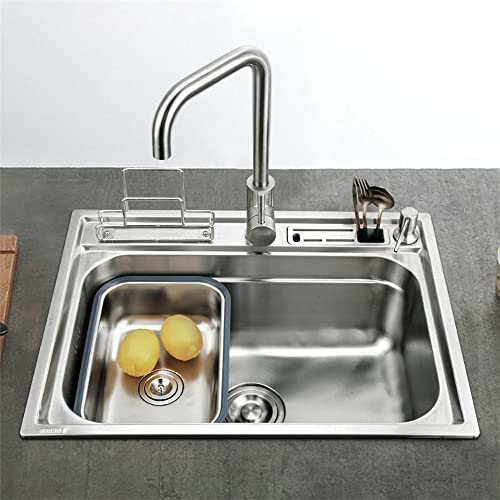 HomeLava Moderne Einbauspüle Edelstahl Spülbecken Eckig Edelstahlspüle Küchenspüle 600 x 450 mm für Küche