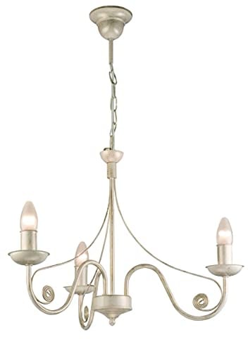 Licht-Erlebnisse Rustikaler Kronleuchter Weiß Shabby Chic aus Metall 3-flammig elegant KELSIE Esstisch Wohnzimmer Hängeleuchte