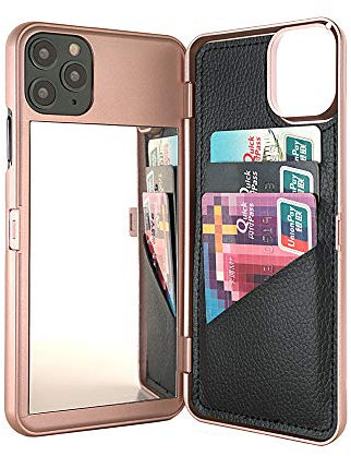 W7ETBEN iPhone 11 Pro Max Case,Hidden Back Mirror Wallet Case with Stand Feature and Card Holder for Apple iPhone 11 Pro Max (2019) 6.5 inch (Rose Gold)