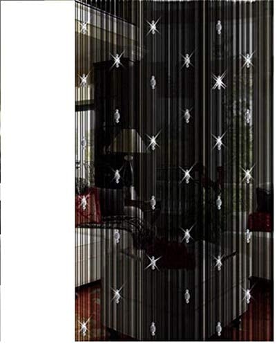 GREENWISH Fadenvorhänge Schwarze Perlen Vorhänge Türquaste Vorhang Faden Fransen Kristall Tür String Vorhang Perlen Fenster Panel Raumteiler Vorhang für Tür Heimdekoration (3,28 x 2 m)