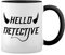 Hello Detective Lucifer Morningstar Weiße Tasse Mug mit schwarzen Felgen & Griff