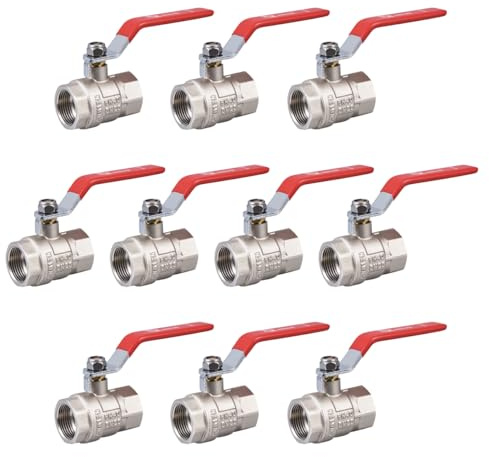 zencQ Kugelhahn 3/4 Zoll FF Hebelgriff 10er-Pack - PN40 bar Kugelventil aus Messing mit Hebel für Industrie,Wasserpumpen Tanks, Gewerbe, Haushalt, Regentonnen mit beide Innengewinde (3/4 10x)