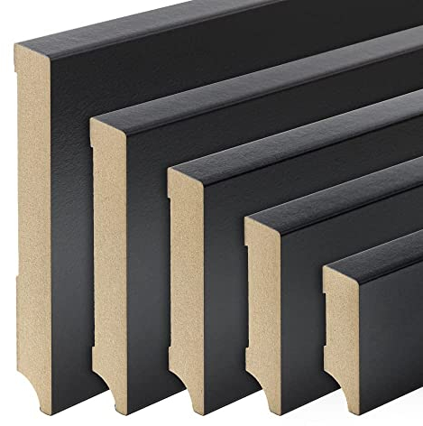 REESE | Sockelleisten | Leipziger Profil | SCHWARZ MDF | 150mm - 40 Stück / 92lfm