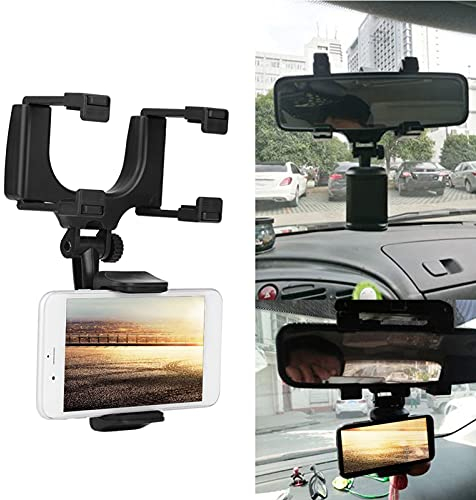 Rückspiegel Telefonhalter Handyhalterung Rückspiegel Auto Rückspiegelhalterung Auto Handyhalter Spiegel Handy Halterung Halter 360°Drehbar Einstellbare Rückspiegel Cliphalterung für Alle Smartphone