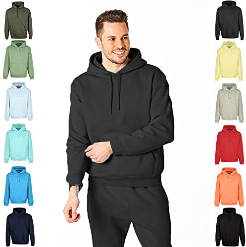 RIPT RCSWT763 Men's Hooded Soft Touch Loungewear Hoodie Sweatshirt Top, Charcoal, XL