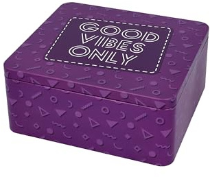 Birkmann, Geschenkbox 'Good vibes only', vielseitig einsetzbar, Weißblech, eckig, lila, 21 x 19 cm, Höhe 9 cm