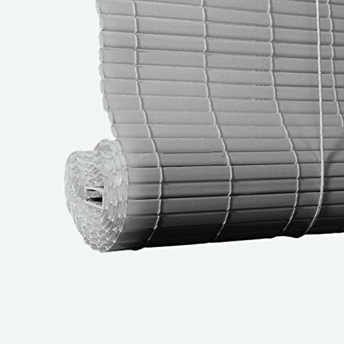 MadeInNature, Store Fenêtre Enrouleur Lamelles PVC, Blanc ou Gris, Hauteur 180 cm, Largeur au choix Intérieur et Extérieur possibilité de fixation sans perçage (Largeur 120 cm x Longueur 180 cm, Gris)