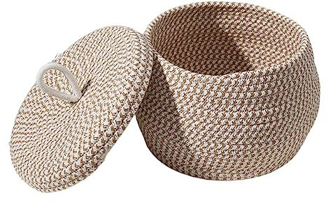 Ruilonghai Panier tissé pour Le Stockage - Rangement tissée ronavec Couvercle pour Table,Organisation la Maison et Panier Rangement pour Serviettes, Articles Divers, Jouets
