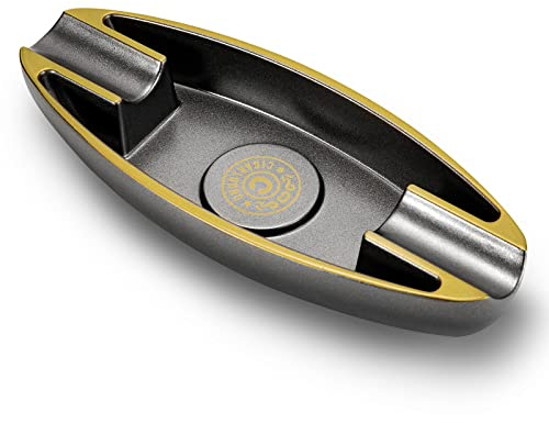 CIGARLOONG Cenicero para cigarros en 2 ranuras portátil de viaje con para interior y exterior (Negro)