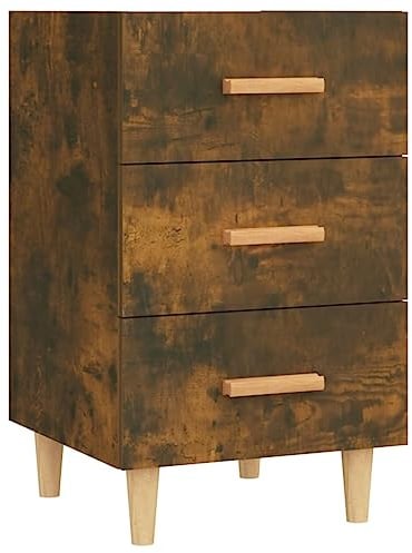 vidaXL Bedside Cabinet Bedroom Furniture Nightstand Side End Table Telephone Stand Bed Drawer Cabinet with Storage Smoked Oak Engineered Wood