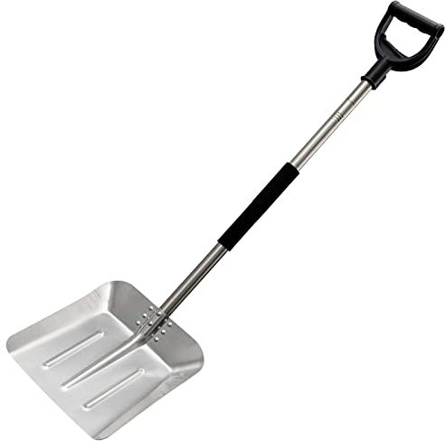 Schneeschaufel aus Metall, 127 cm lang, 33,8 cm breit, Aluminium, robuste Schneeschaufel für Auffahrt, leichte Notfall-Auto-Schneeschaufel für Gehweg, Terrassendielen, zusammenklappbare