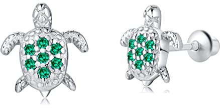 Mädchen Ohrringe 925 Sterling Silber Post Hypoallergene Schraubverschluss mit Sicherheit ohrstecker versch Ohrringe für Kinder Mädchen Damen (Schildkröte)