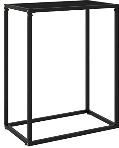 homiuse Table Console 60x35x75cm Table d'entrée Console Meuble Simpliste et Elégante Table Salon Basse Table d'appoint pour Bureau Bout de Canapé Couloir Verre Trempé Noir