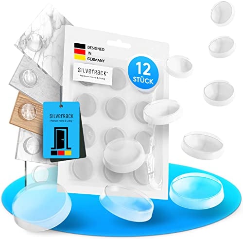 SilverRack Tope de Puerta Autoadhesivo Blanco [12 unidades] – 20 mm Topes de Puerta – Door Stopper Silencioso y Protector de Pared para Puertas, Muebles y Ventanas – Topes de Puertas de Suelo