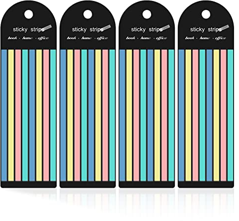 640 Stück Highlighter Strips, Lange Seitenmarker Long Page Book Markers Haftstreifen Lang zum Kommentieren von Büchern Indexnotizen Erinnerungen Büro Schule (Macaron-Farbe)