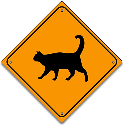 Panneau « Achtung Vorsicht » - Jaune - 20 x 20 cm - Différents motifs (chat)