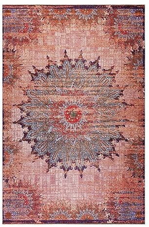 Moderner Kurzflor Teppich im Vintage Look von WECONhome für Wohnzimmer, Schlafzimmer oder Arbeitszimmer – Rooftop (70 x 120 cm, rot)