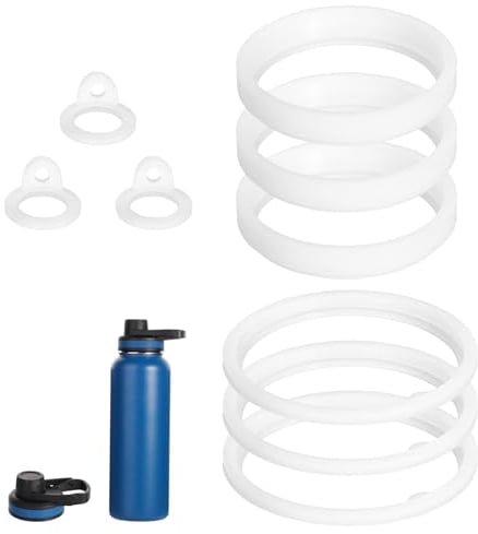 lasuroa 9pcs (3 Sets) Silicone Water Bottle Gaskets/Rings/Seals for Thermoflask, Rubber Replacement Parts Accessories for Thermoflask 40oz Straw Lid, Chug Spout, Chug Lid