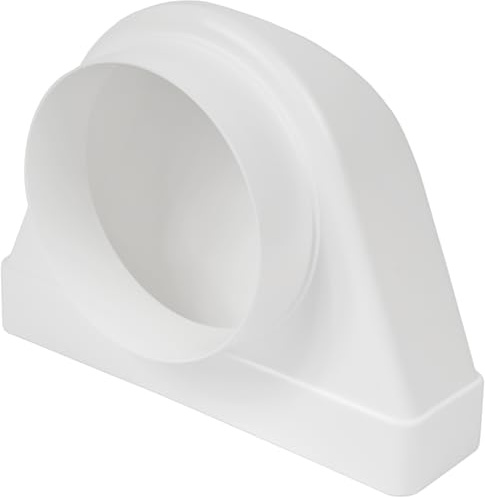 Vent Systems 220 x 55 mm bis Ø125 mm 90° Winkeladapter – Weißer Kunststoff Rohrverbinder Rechteckig zu Rund – Hitzebeständig, Luftdichter Übergang für Küche, Badezimmer, Lüftungssysteme